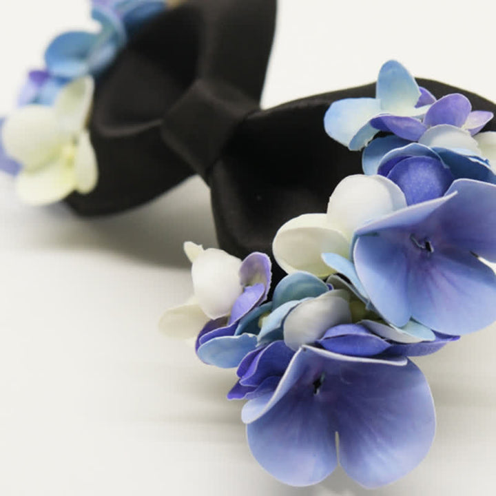 Men's Garden Violet & White Artificial Flower Bow Tie - image 3