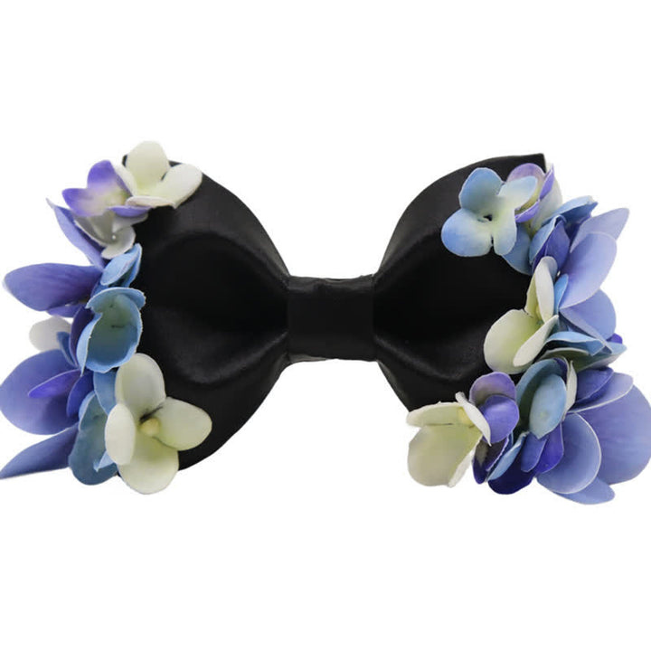 Men's Garden Violet & White Artificial Flower Bow Tie - image 4