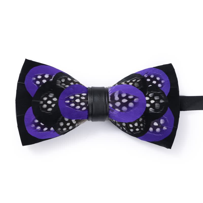 Elegant Purple Feather Bow Tie with Lapel Pin - image 0
