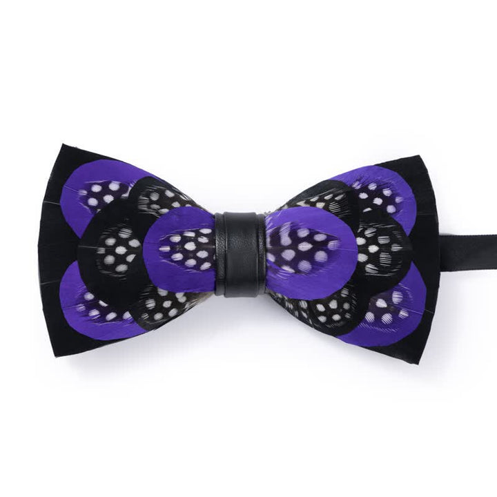 Elegant Purple Feather Bow Tie with Lapel Pin - image 0