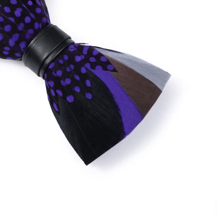 Elegant Purple Feather Bow Tie with Lapel Pin - image 4