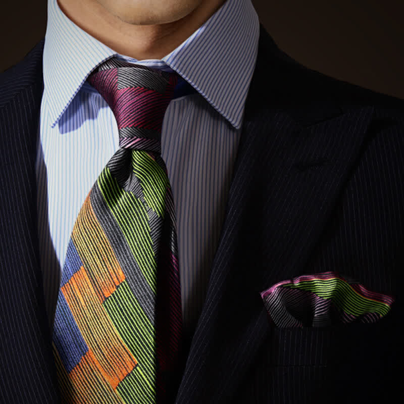 Men's Modern Multicolored Geometrical Lines Necktie - image 0