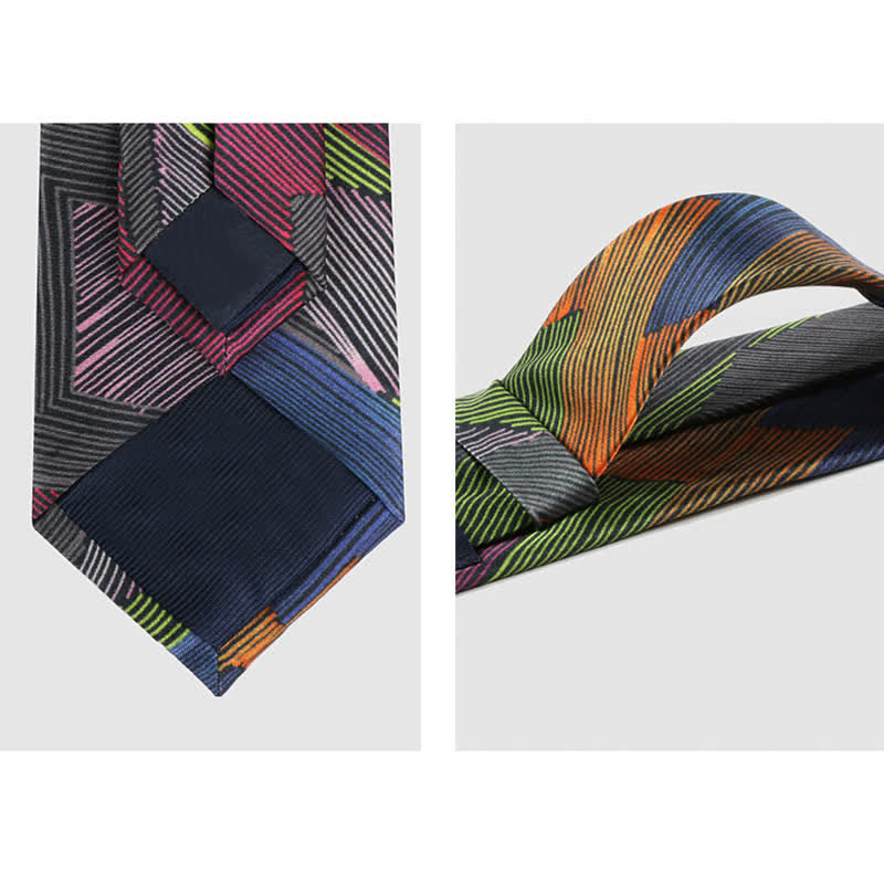 Men's Modern Multicolored Geometrical Lines Necktie - image 3