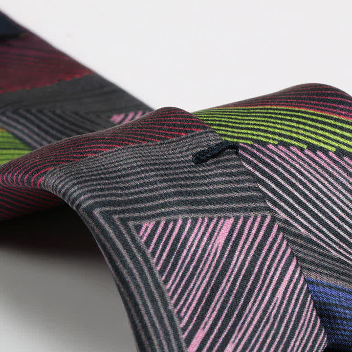 Men's Modern Multicolored Geometrical Lines Necktie - image 6