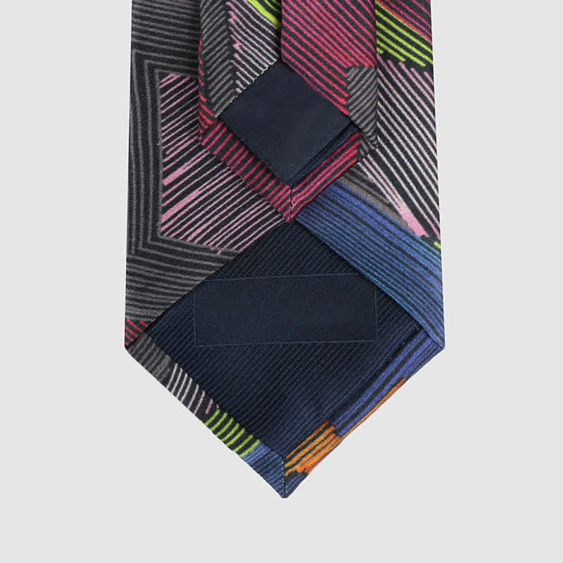 Men's Modern Multicolored Geometrical Lines Necktie - image 7