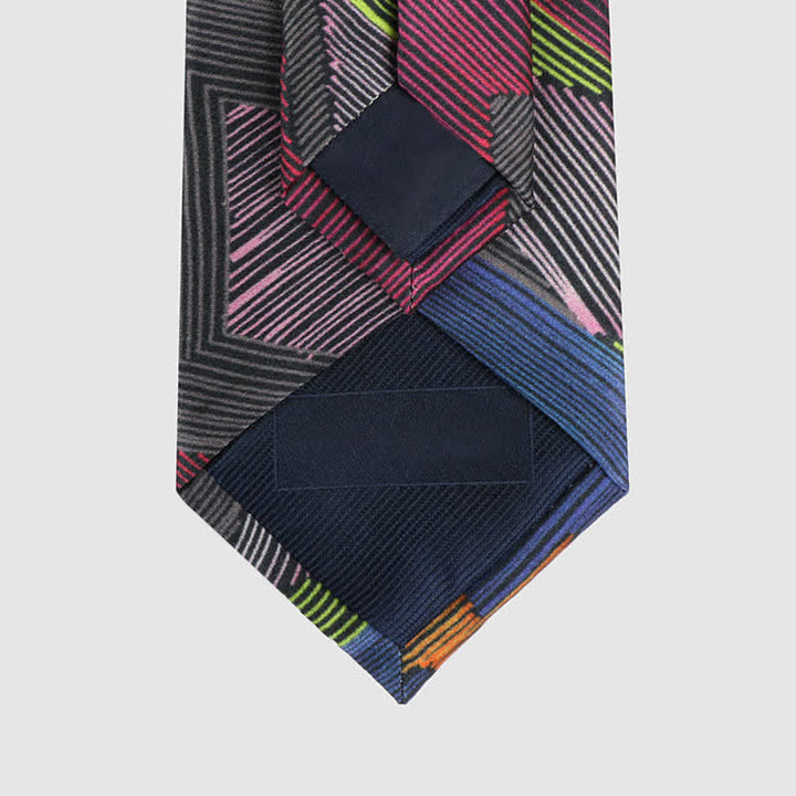 Men's Modern Multicolored Geometrical Lines Necktie - image 7