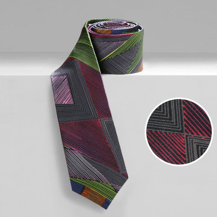 Men's Modern Multicolored Geometrical Lines Necktie - image 2