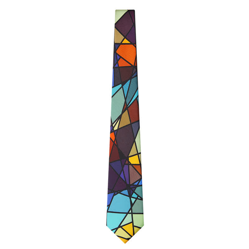 Men's Abstract Colorful Mosaic Print Necktie - image 4