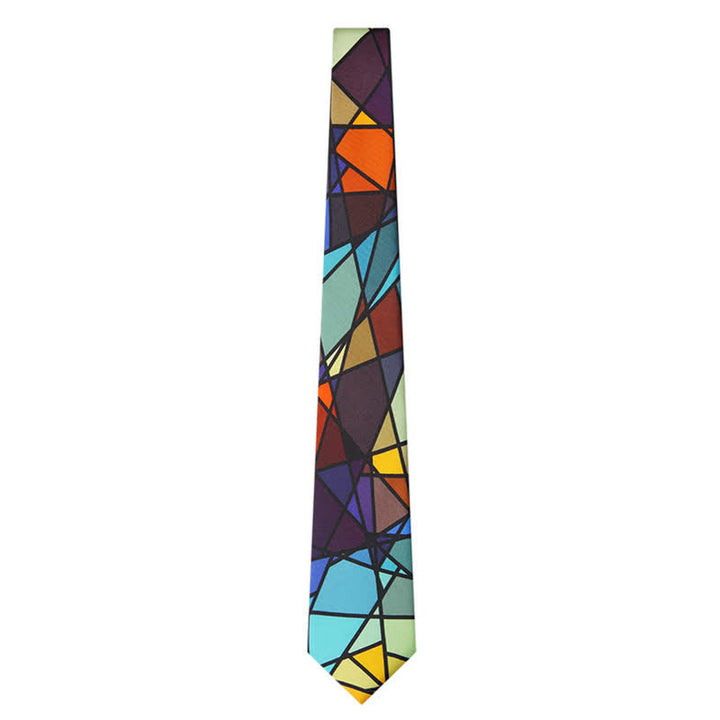 Men's Abstract Colorful Mosaic Print Necktie - image 4
