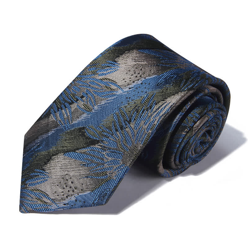 Men's Fabulous Gray & Blue Floral Vintage Necktie - Gray & Blue - image 1