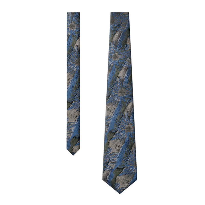 Men's Fabulous Gray & Blue Floral Vintage Necktie - image 3