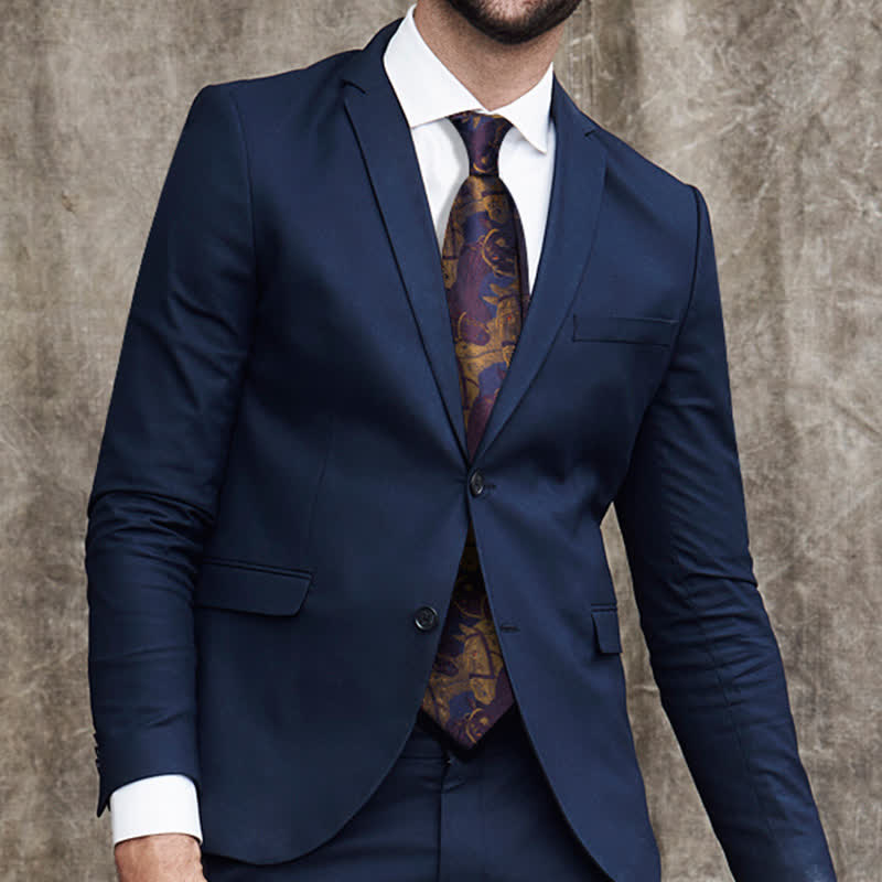 Men's Purple & Goldenrod Horse Jacquard Necktie - image 1