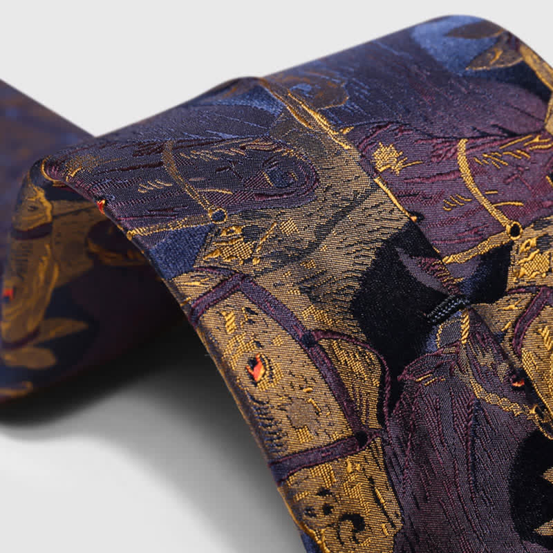 Men's Purple & Goldenrod Horse Jacquard Necktie - image 5