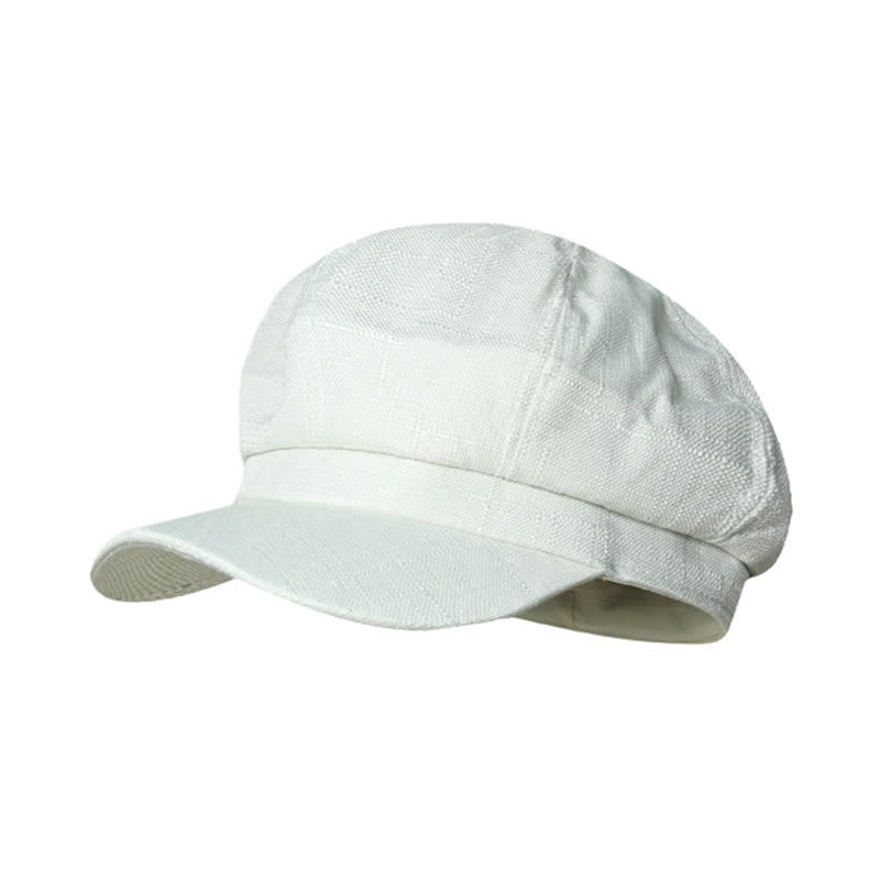 Vintage Octagonal Newsboy Breathable Beret Hat - White - Adjustable (21 1/4"-23 1/4") - image 8