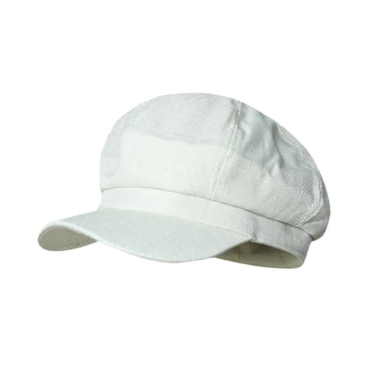 Vintage Octagonal Newsboy Breathable Beret Hat - White - Adjustable (21 1/4"-23 1/4") - image 8