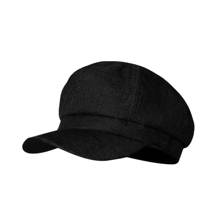 Vintage Octagonal Newsboy Breathable Beret Hat - Black - Adjustable (23 1/4"-24 1/2") - image 5