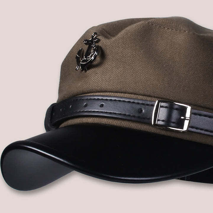 Retro Woolen Duckbill Brim Nautical Anchor Beret Hat - image 4