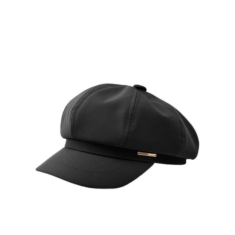 Classic Short Brim Round Dome Beret Hat - Black - Adjustable (21 1/4"-23 1/4") - image 5
