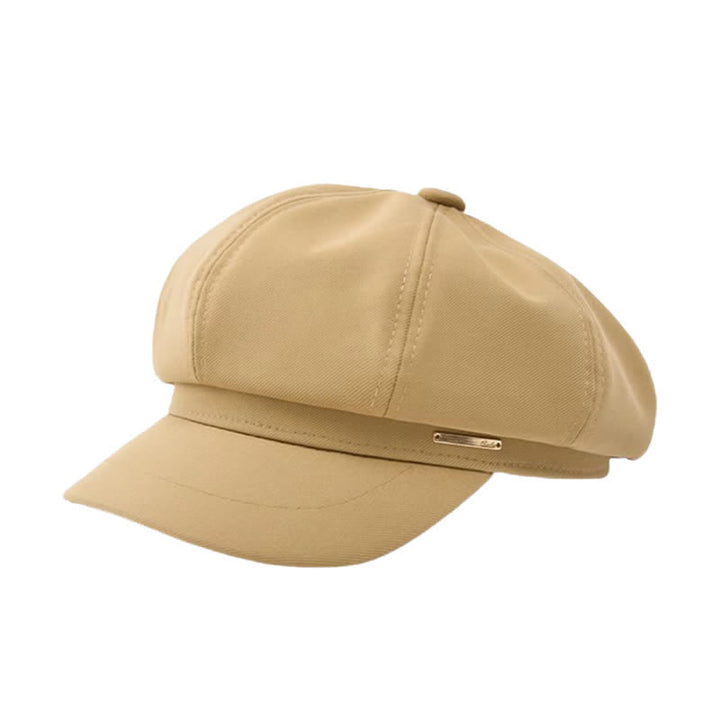 Classic Short Brim Round Dome Beret Hat - Khaki - Adjustable (21 1/4"-23 1/4") - image 0