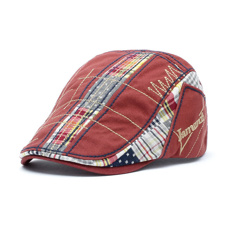 Adjustable Irregular Embroidery Flat Beret Hat - Red - Adjustable (22 1/2"-23 5/8") - image 3