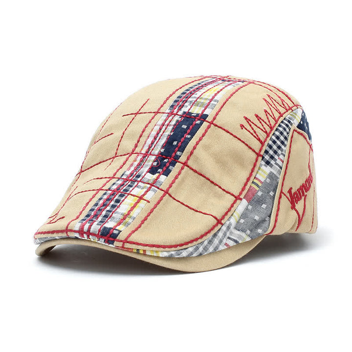 Adjustable Irregular Embroidery Flat Beret Hat - Beige - Adjustable (22 1/2"-23 5/8") - image 4