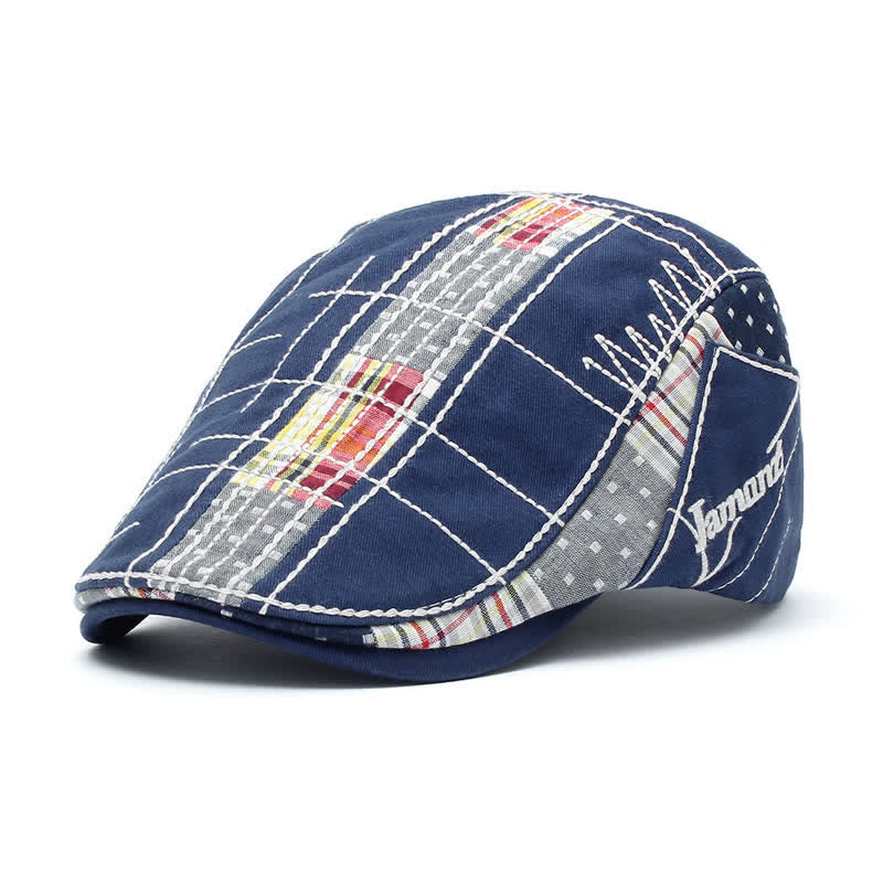 Adjustable Irregular Embroidery Flat Beret Hat - Blue - Adjustable (22 1/2"-23 5/8") - image 2