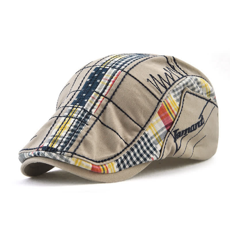 Adjustable Irregular Embroidery Flat Beret Hat - DarkKhaki - Adjustable (22 1/2"-23 5/8") - image 5