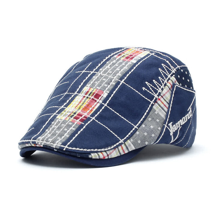 Adjustable Irregular Embroidery Flat Beret Hat - Blue - Adjustable (22 1/2"-23 5/8") - image 2