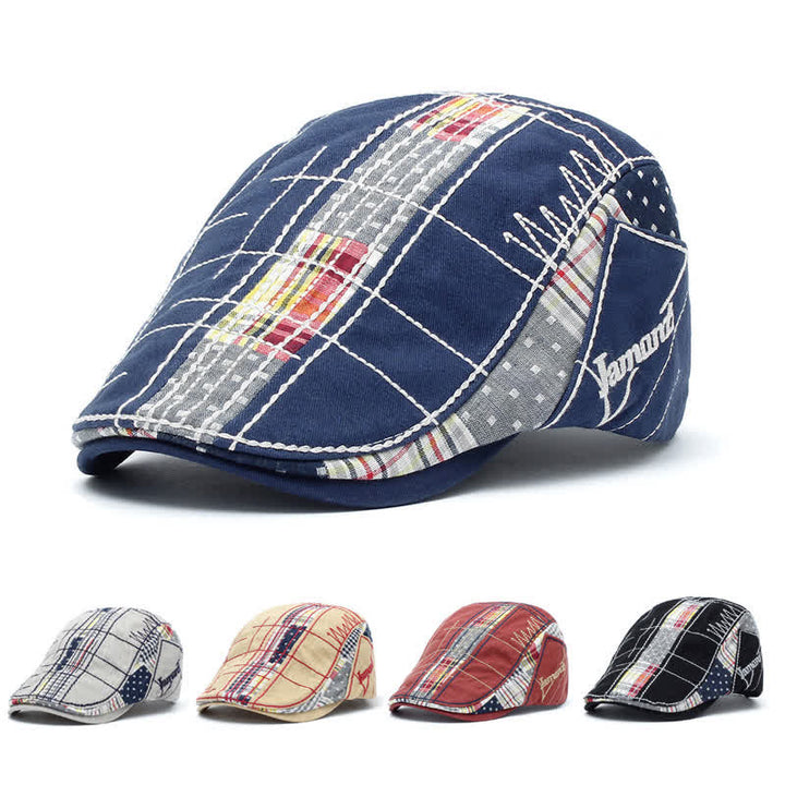 Adjustable Irregular Embroidery Flat Beret Hat - image 1