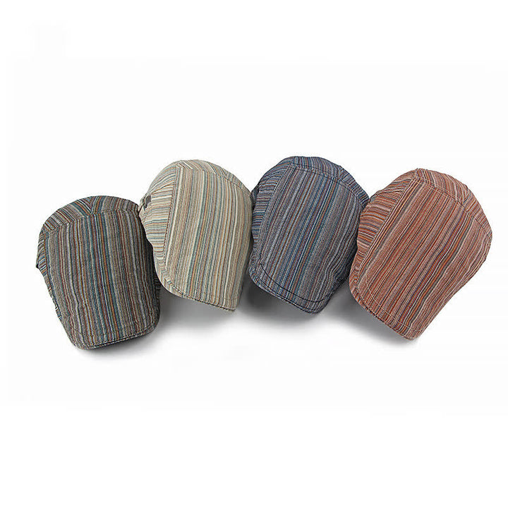Retro Striped Adjustable Buckle Casual Beret Hat - image 3