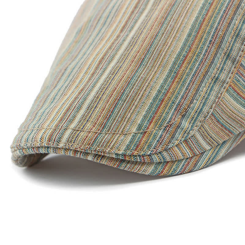 Retro Striped Adjustable Buckle Casual Beret Hat - image 6