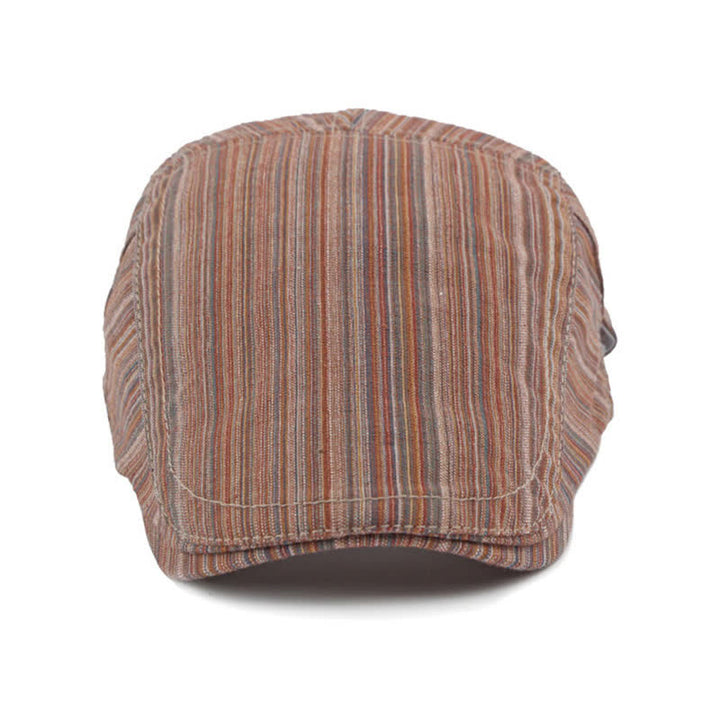 Retro Striped Adjustable Buckle Casual Beret Hat - image 10