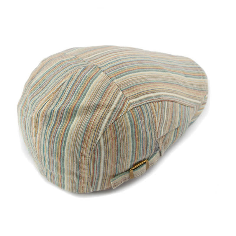 Retro Striped Adjustable Buckle Casual Beret Hat - image 5
