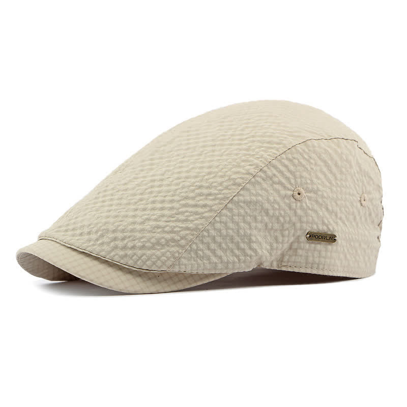 Retro Charm Cool Plaid Summer Newsboy Beret Hat - Beige - Adjustable (21 5/8"-23 5/8") - image 13
