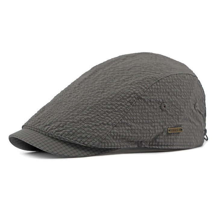 Retro Charm Cool Plaid Summer Newsboy Beret Hat - Dark Gray - Adjustable (21 5/8"-23 5/8") - image 10