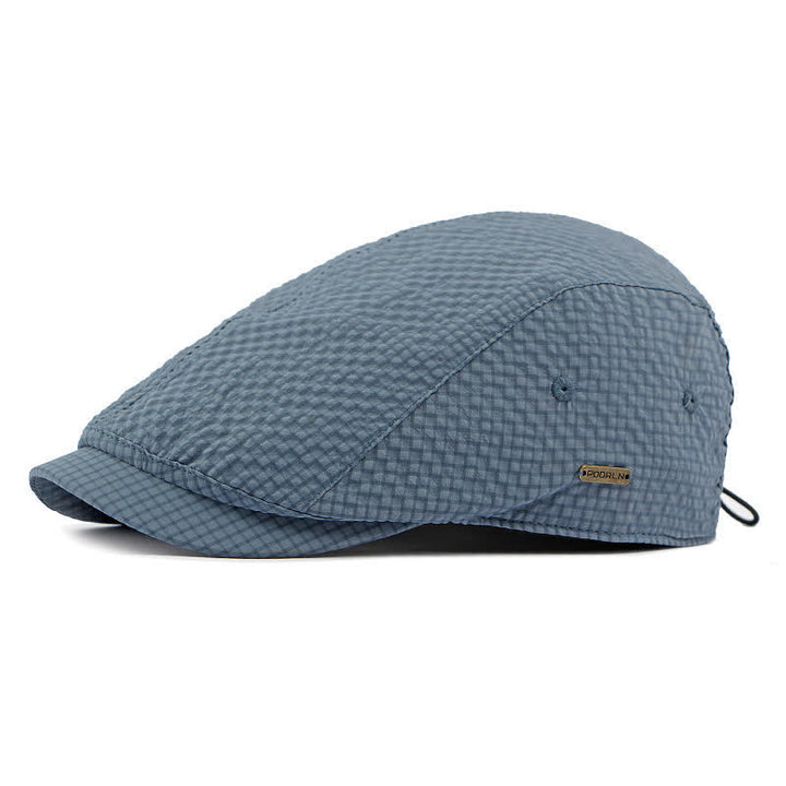 Retro Charm Cool Plaid Summer Newsboy Beret Hat - Blue - Adjustable (21 5/8"-23 5/8") - image 3