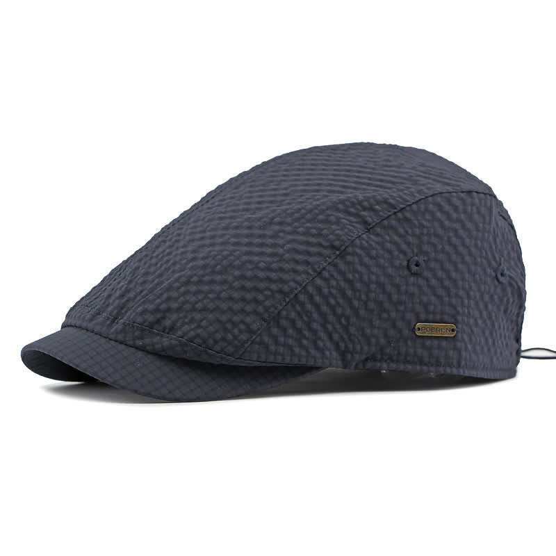 Retro Charm Cool Plaid Summer Newsboy Beret Hat - Navy - Adjustable (21 5/8"-23 5/8") - image 7