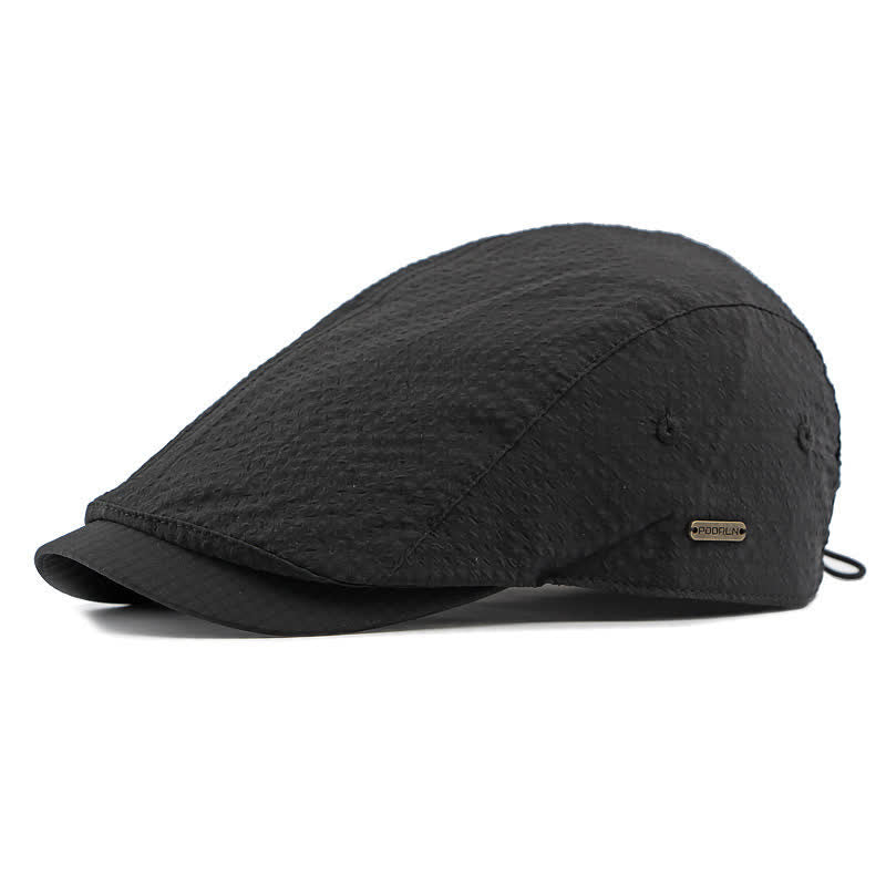Retro Charm Cool Plaid Summer Newsboy Beret Hat - Black - Adjustable (21 5/8"-23 5/8") - image 9