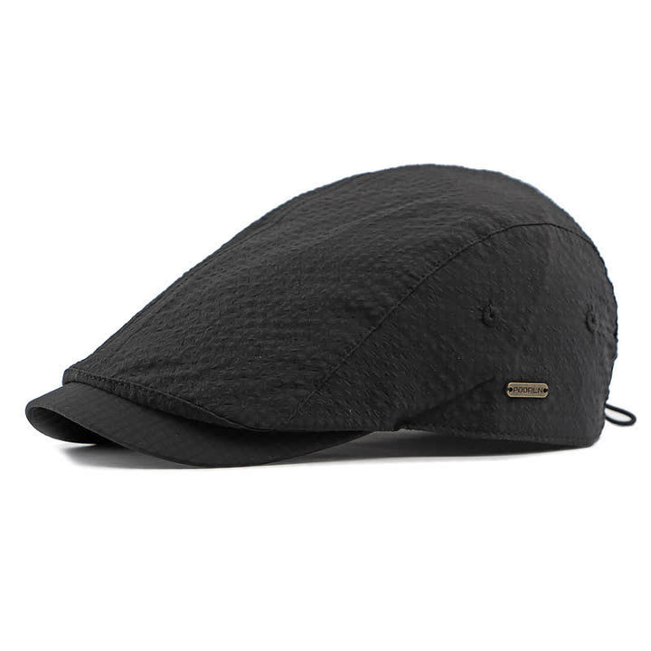 Retro Charm Cool Plaid Summer Newsboy Beret Hat - Black - Adjustable (21 5/8"-23 5/8") - image 9