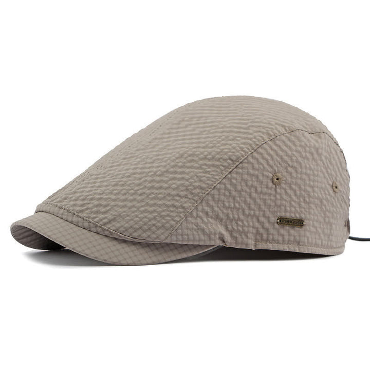 Retro Charm Cool Plaid Summer Newsboy Beret Hat - Dark Khaki - Adjustable (21 5/8"-23 5/8") - image 12