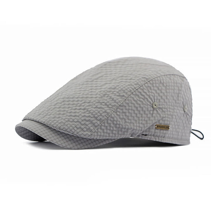 Retro Charm Cool Plaid Summer Newsboy Beret Hat - Light Gray - Adjustable (21 5/8"-23 5/8") - image 11