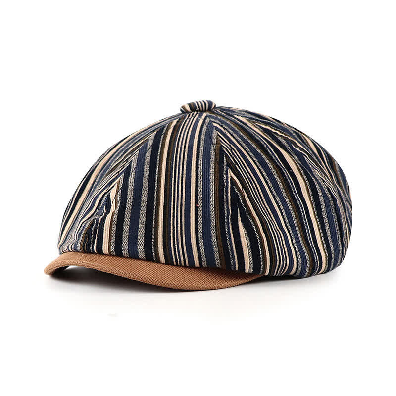 Unique Artist-Inspired Striped Octagonal Beret Hat - Navy - M (22"-22 7/8") - image 4