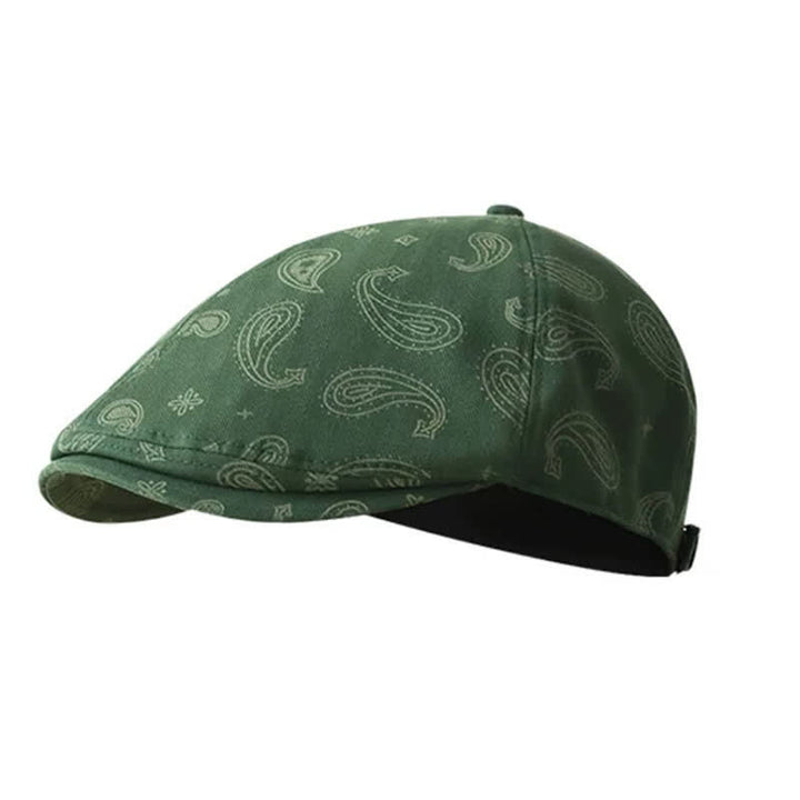 Paisley Print Floral Beret Hat - Green - M (22"-22 7/8") - image 7