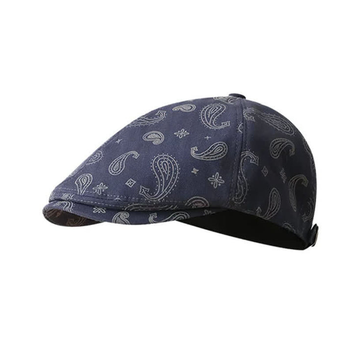 Paisley Print Floral Beret Hat - Navy - M (22"-22 7/8") - image 6