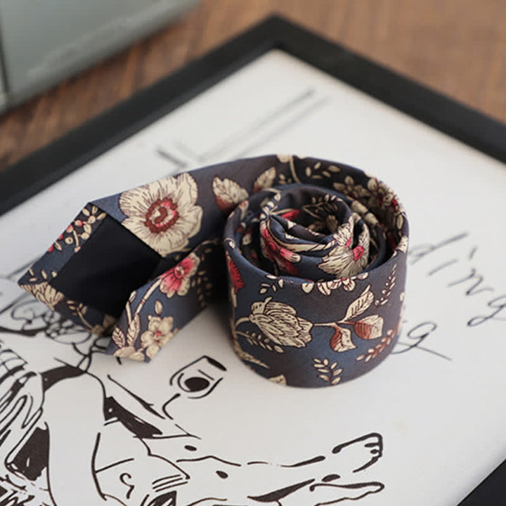 2Pcs Men's Floral Pattern Navy Personality Necktie Set - image 6