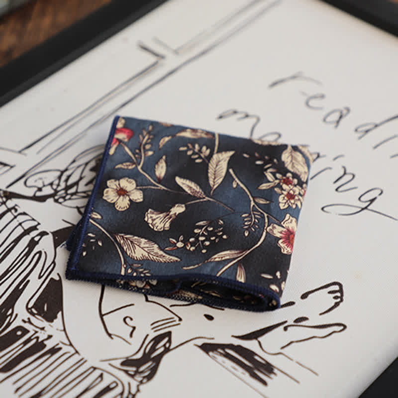 2Pcs Men's Floral Pattern Navy Personality Necktie Set - image 8