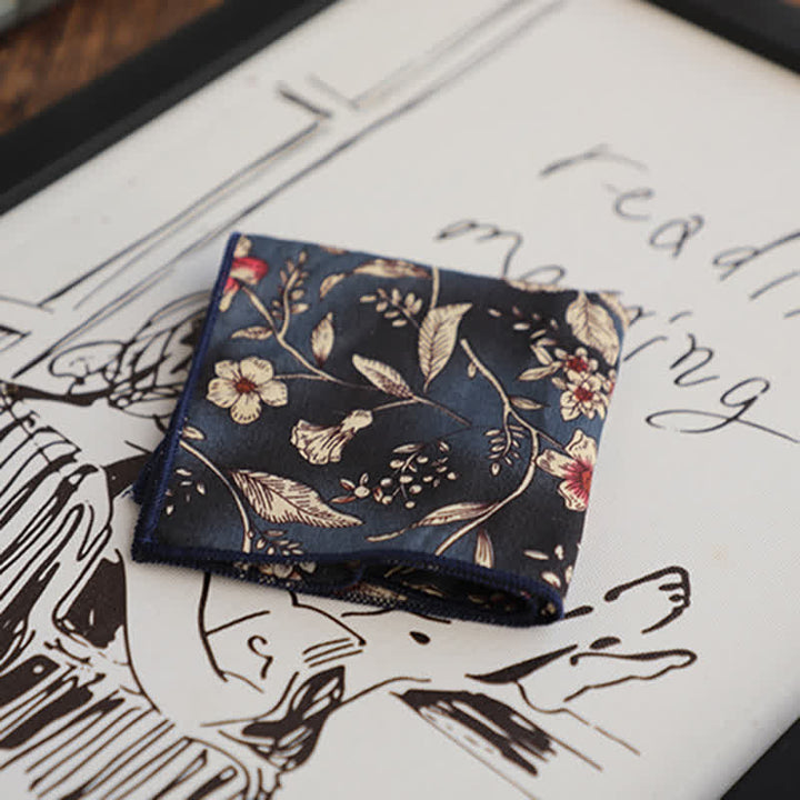2Pcs Men's Floral Pattern Navy Personality Necktie Set - image 8