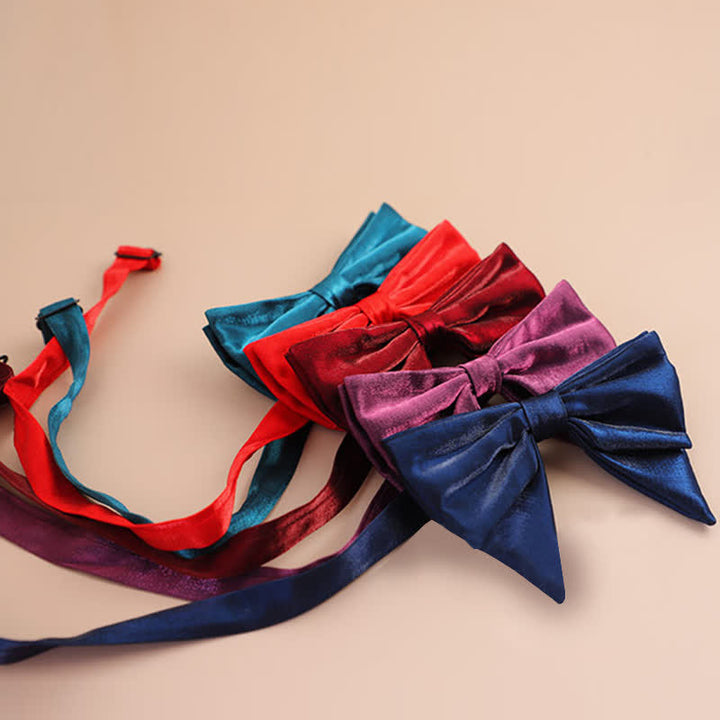 Men's Glossy Butterfly-Like Oversized Pointed Bow Tie - image 5