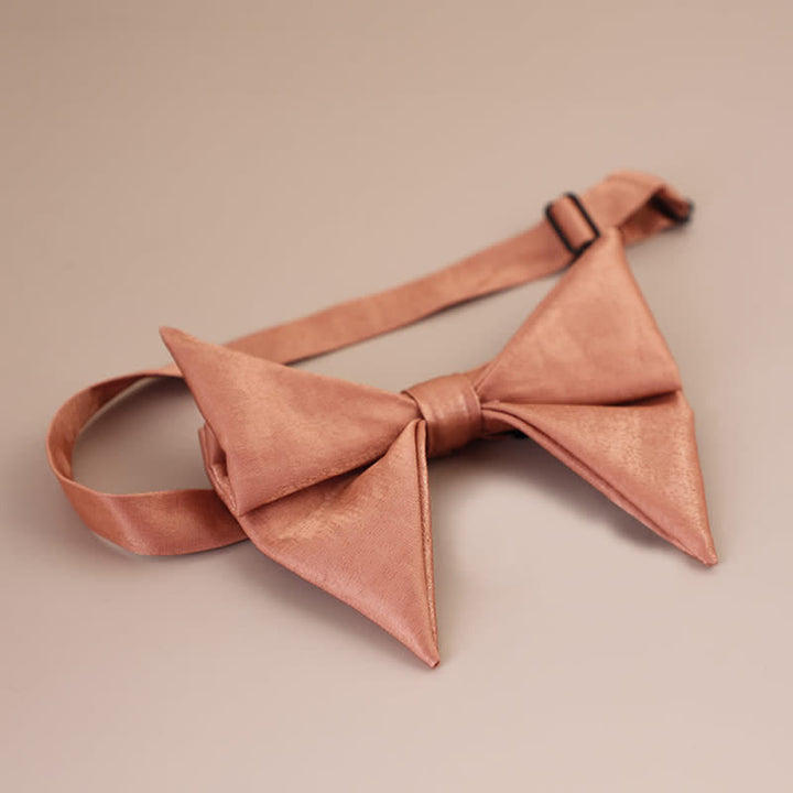 Men's Glossy Butterfly-Like Oversized Pointed Bow Tie - Salmon - Style #1 - image 16