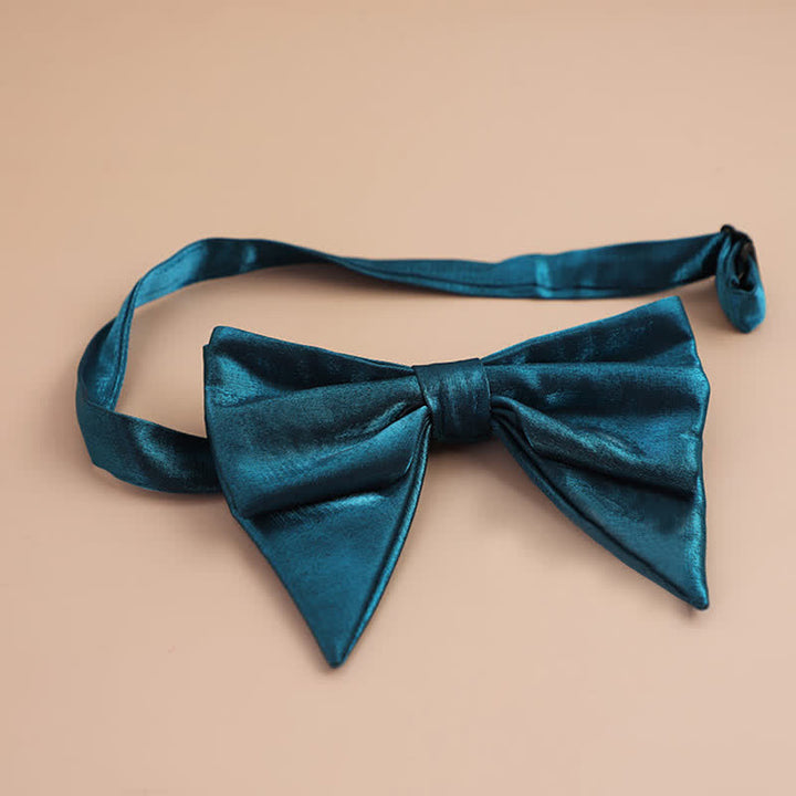 Men's Glossy Butterfly-Like Oversized Pointed Bow Tie - Teal - Style #2 - image 15